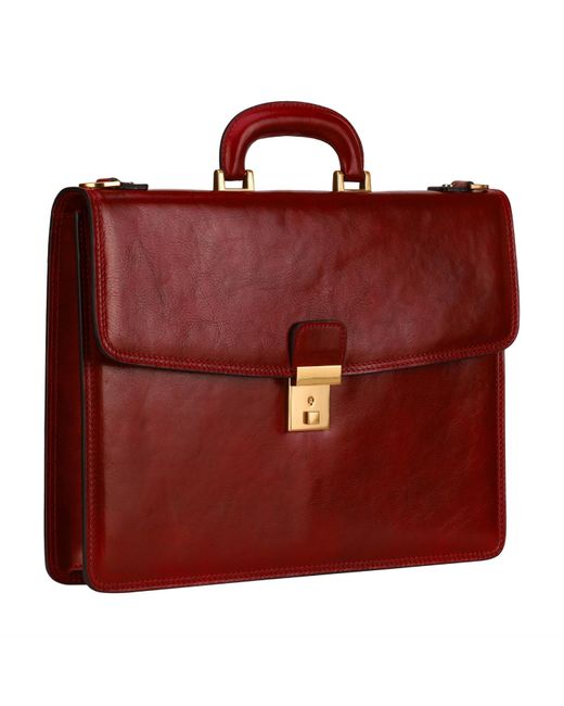 Time Resistance Red Leather Briefcase for men