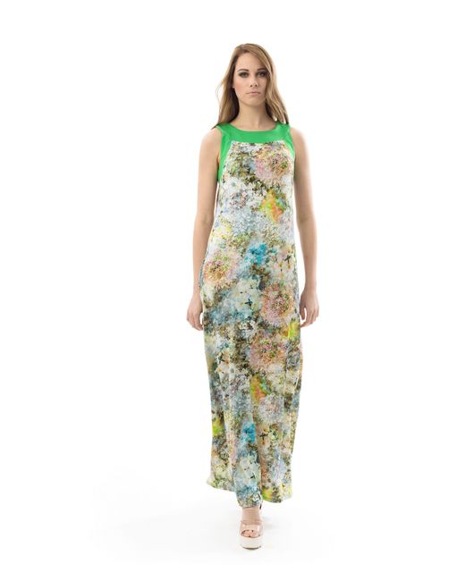 Conquista Green Floral A Line Maxi Dress