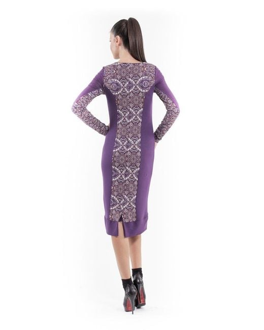 Conquista Purple Stretch Boat Neck Dress