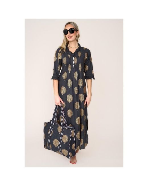 At Last Black Cotton Annabel Maxi Dress