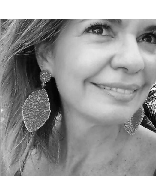Lavish by Tricia Milaneze Brown Neutrals Amber & Leaf Handmade Crochet Earrings