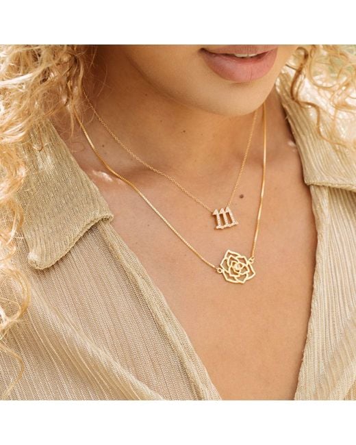 Seven Saints Metallic One, One, One Angel Number Manifestation Necklace, Topaz, Rhodium