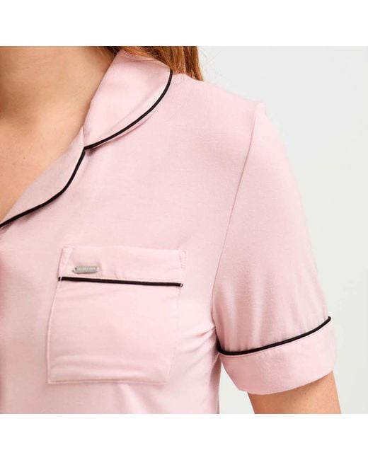 Pretty You London Bamboo Shirt Short Set In Pink