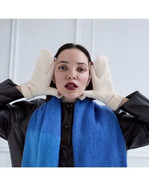 London Atelier Byproduct White Neutrals Soft Two Finger Knitted Mitten Gloves