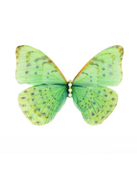 Oana Savu Green Silk Butterfly Hair Clip Barrette Accessory