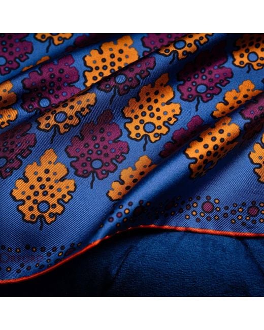 Otway & Orford Blue 'Motif' Geometric Silk Pocket Square for men