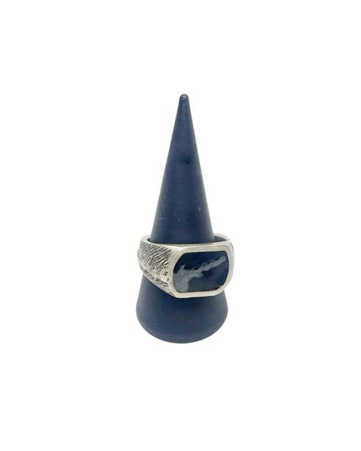 Tg-Jewellery by Tamara Gervasio Multicolor Trace Enamel Signet Ring — Recycled Sterling – Sand Casting for men