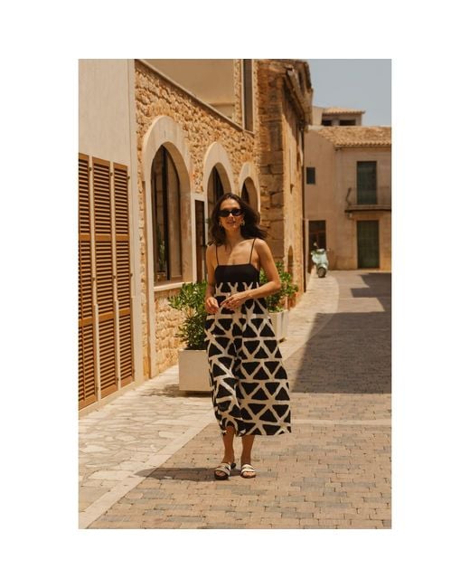 Traffic People Black Broken Promises And Geometric Print Maxi Dress