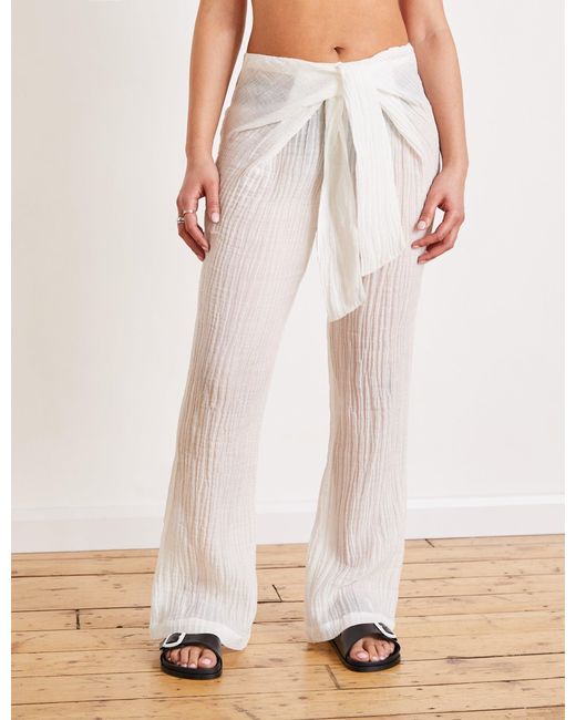 The Summer Edit White Livi Crinkle Linen Trouser