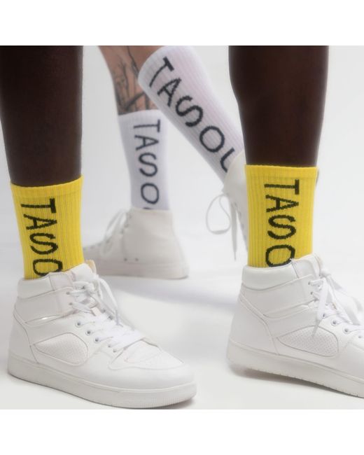 Chuks Collins Yellow Art Self Socks for men