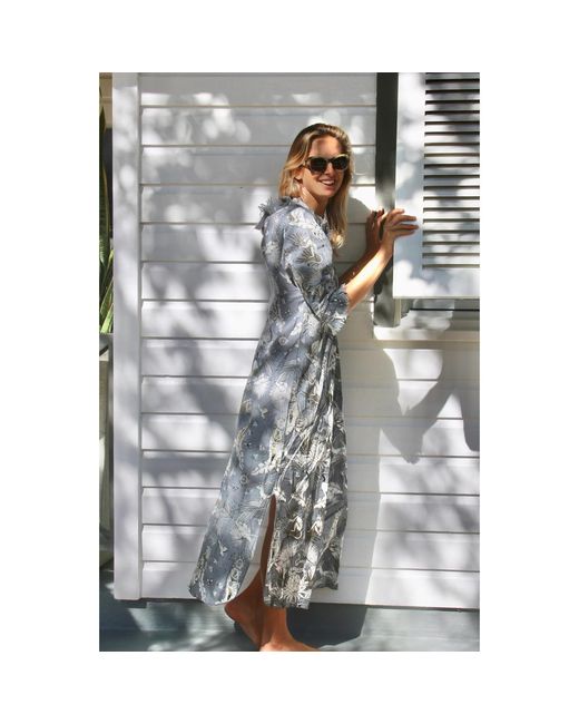 At Last Blue Cotton Annabel Maxi Dress