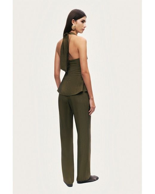 Nocturne Green Neutrals Straight-Leg Tailored Pants