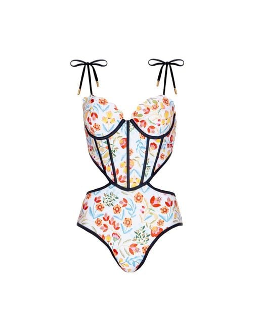 Jessie Zhao New York White Bloom One-Piece Swimsuit