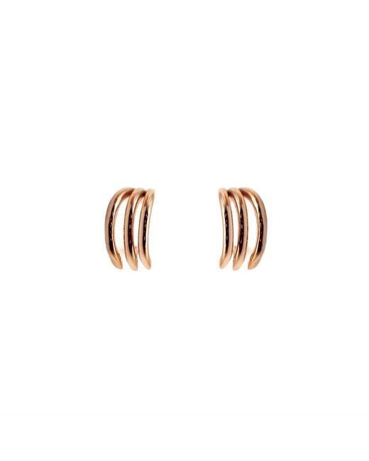 VicStoneNYC Fine Jewelry Pink Three-Layer Line Rose Solid Huggie Earrings
