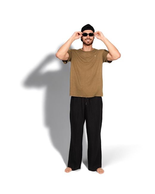 Maison Tangerine Black Wide Leg Linen Long Trousers For