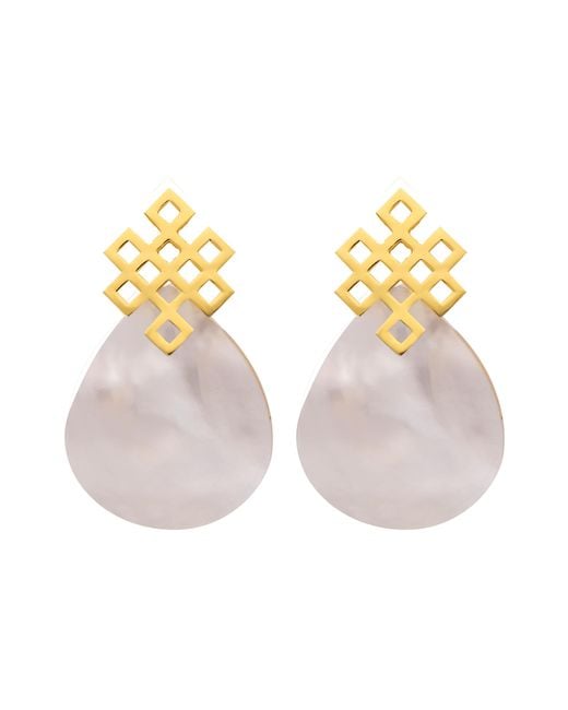 Lavani Jewels Metallic Endless Knot Mother Of Pearl Earrings