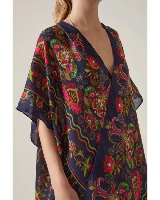 James Lakeland Blue Paisley Floral Kaftan