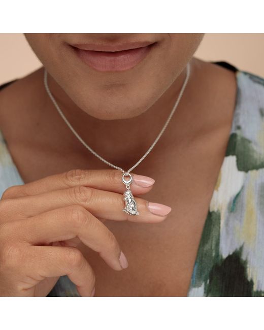 Lily Charmed Metallic Sterling Pug Charm Necklace