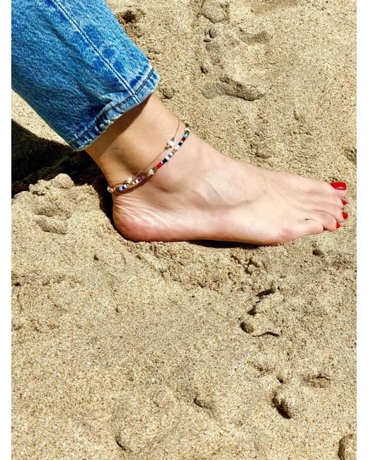 Olivia Le Metallic Jetsetter Beaded Anklet