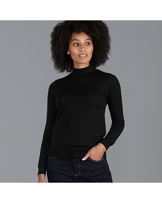 Paul James Knitwear Blue Pure Extra Fine Merino Wool High Neck Hayley Jumper