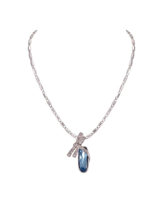 Modenaire Metallic Dragonfly Egg Crystal Pendant Necklace