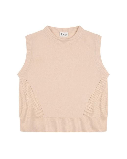 Loop Cashmere Natural Neutrals Ribbed Detail Lofty Cashmere Tank