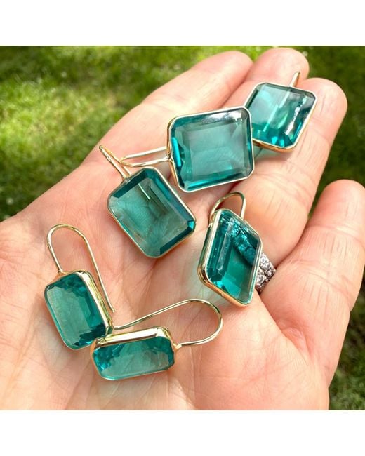 Hye Jane Jewelry Blue Medium Peacock Gemma Quartz Earrings
