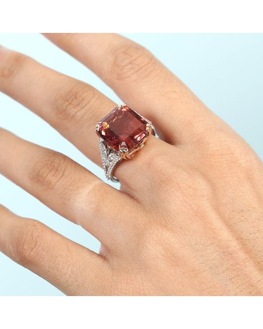 Artisan Red Natural Tourmaline & Diamond Cocktail Ring