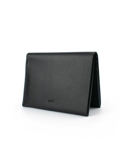 godi. Black Handmade Bifold Leather Wallet for men