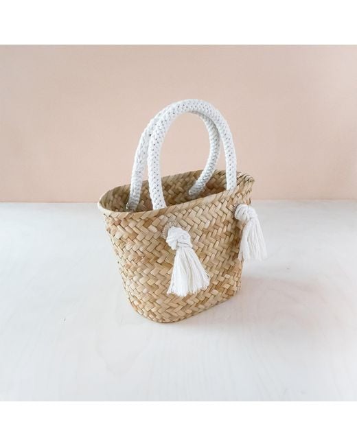 LIKHÂ White Oat Small Classic Tote Bag With Braided Handles