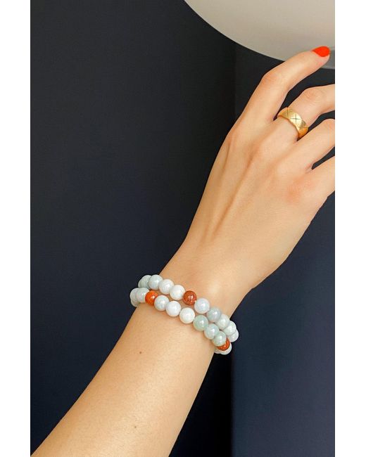 seree Metallic Pea Beaded Jade Bracelet