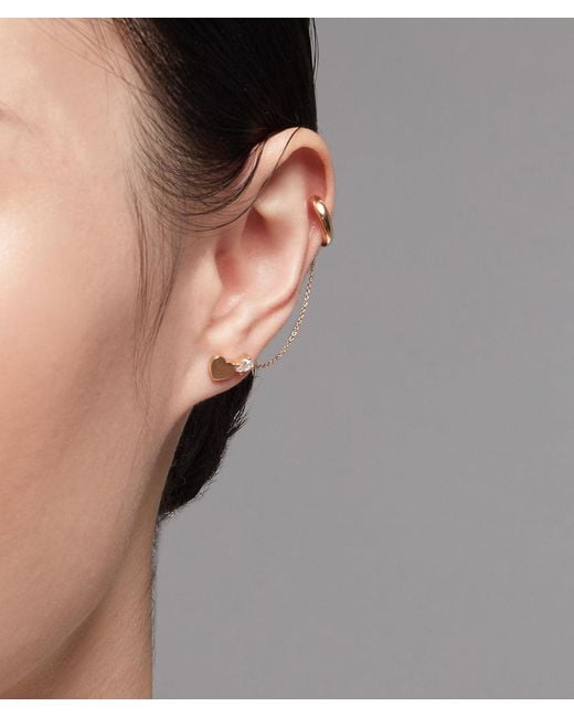Onia Metallic Diamond Heart Studs