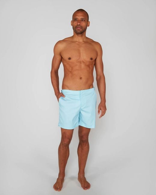 Lords of Harlech Blue Pool Oxford Swim Short for men