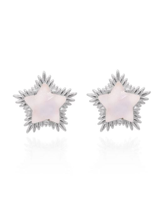 Luna Charles Metallic Felicity Moonstone Spiky Star Stud Earrings
