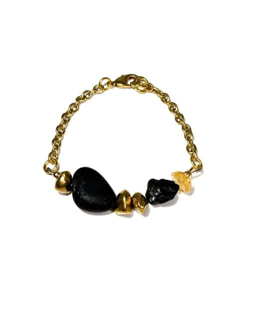 Rachel Nathan Black Remix Meridian Aqua Stone Bracelet