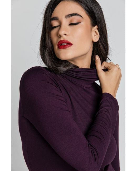 Conquista Purple Turtle Neck Top By