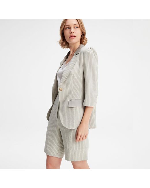 Smart and Joy Gray Bi-Material Striped Jacket