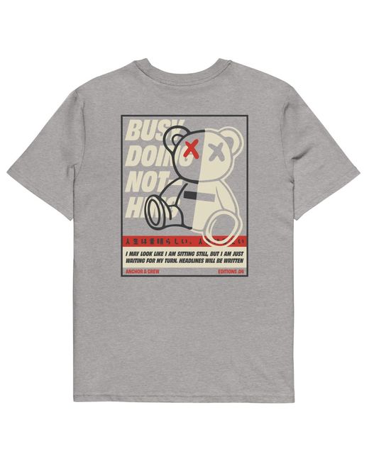 Anchor and Crew Gray Heather Four Busy Doing Nothing Editions Organic Cotton T-Shirt for men