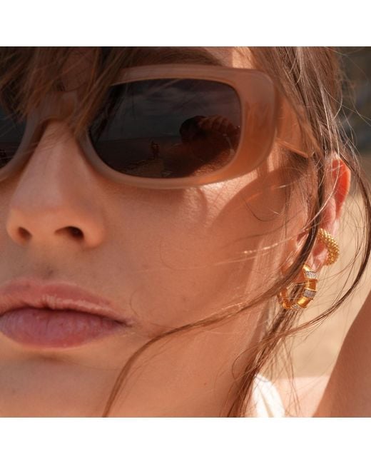 LINYA JEWELLERY Metallic Lili Stone Hoop Earrings