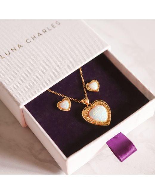 Luna Charles Metallic Opal Heart Necklace Gift Set
