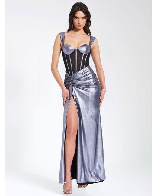 Miss Circle New York Odessa Metallic Corset Maxi Dress