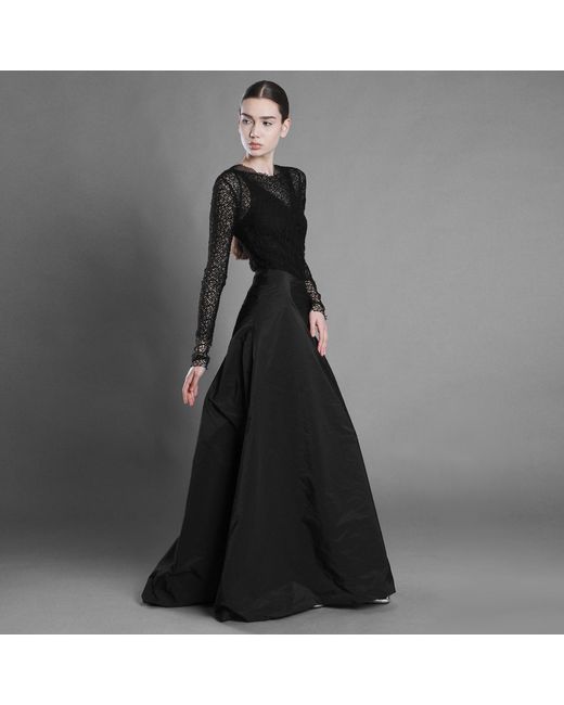 Silvia Serban Black Taffeta Skirt With Train