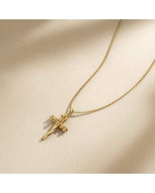 Vanimy Metallic Floral Cross May Lily Of The Valley Birth Flower Necklace