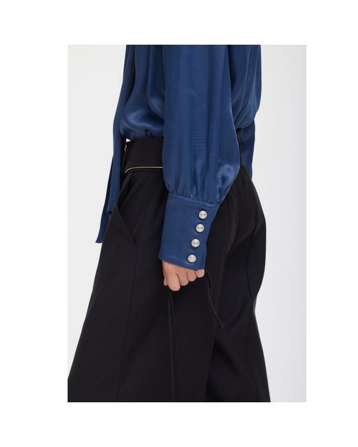 Julia Allert Blue Silk Organza Tie Front Shirt –