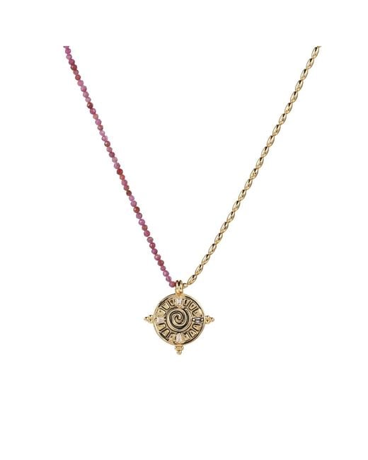 Aurozia Metallic Three Charms Solar Meridian The Sun Crystal Beaded Necklace Lepidolite