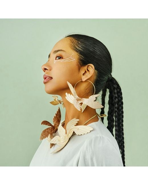 Nana Watanabe Metallic Joy Bird Wing Sculptural Embroidered Statement Necklace