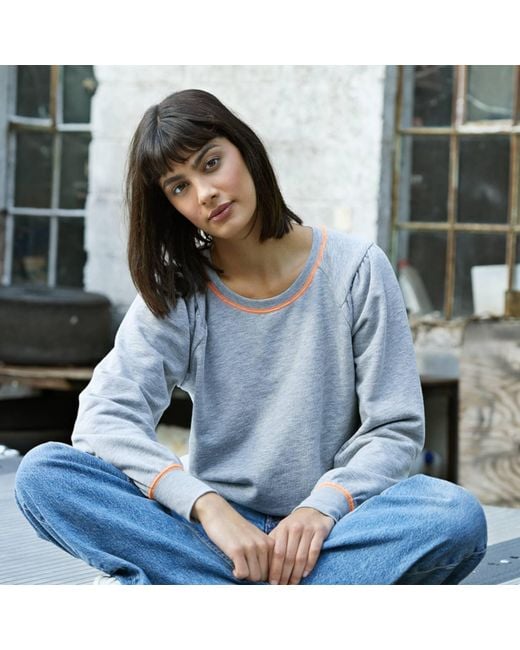 Cove Blue Sweatshirt With Neon Trim
