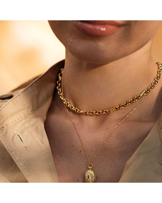 LINYA JEWELLERY Metallic Mini Stone Covered Medallion Locket Necklace