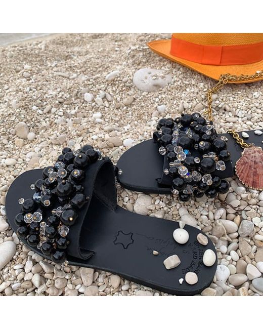 Sibylla Delphica Green Jeweled Leather Sandals Full Of Crystals Hermia