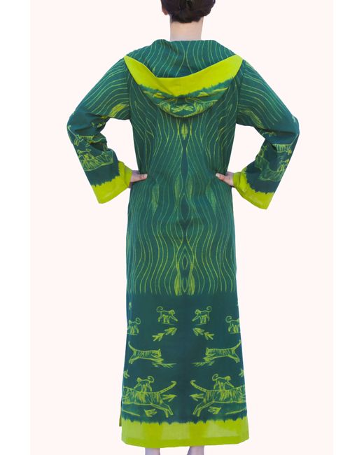 Tiger and the Monkey Green The Veronica Organic Handloomed Cotton Kaftan Dress
